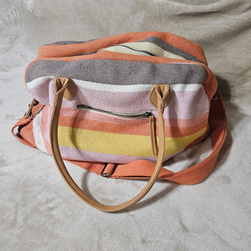 Universal Thread Striped Dakota Bag Orange Pink Yellow Travel Weekender Duffle